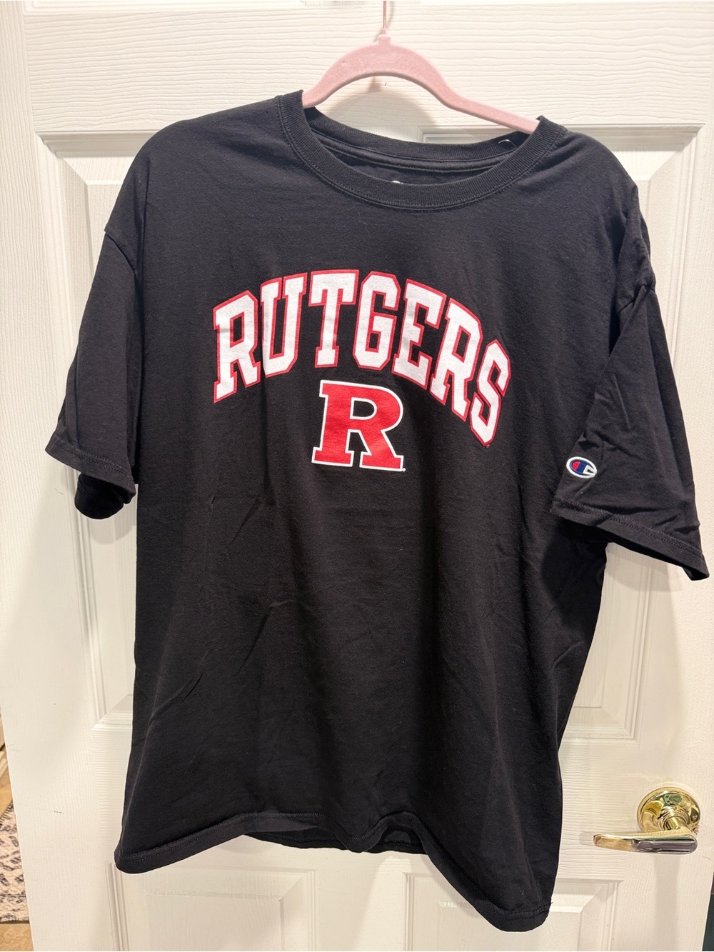 Champion Rutgers University Scarlet Knights Black Arched Logo T-Shirt Size XL - Picture 2 of 6